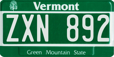 VT license plate ZXN892