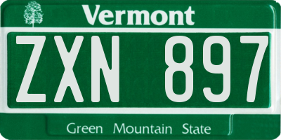 VT license plate ZXN897