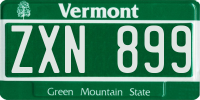 VT license plate ZXN899
