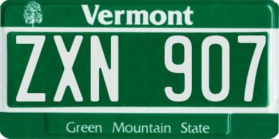 VT license plate ZXN907
