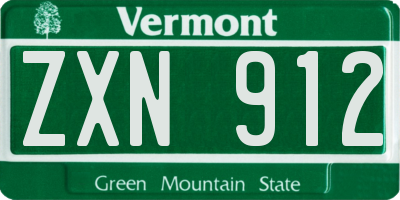 VT license plate ZXN912