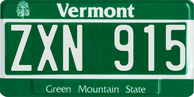 VT license plate ZXN915