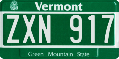 VT license plate ZXN917