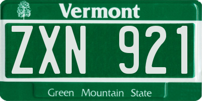 VT license plate ZXN921