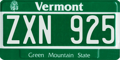 VT license plate ZXN925