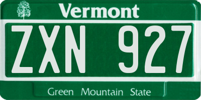 VT license plate ZXN927