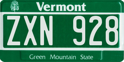 VT license plate ZXN928