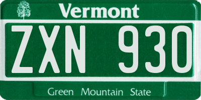VT license plate ZXN930