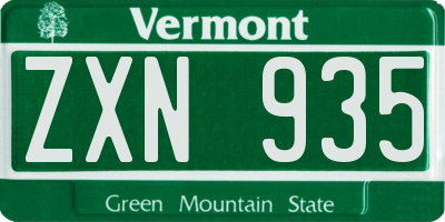 VT license plate ZXN935