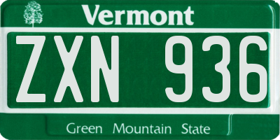 VT license plate ZXN936
