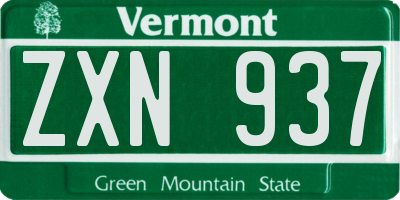 VT license plate ZXN937