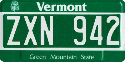 VT license plate ZXN942