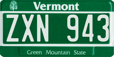 VT license plate ZXN943