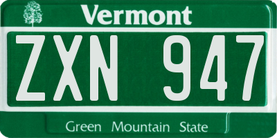 VT license plate ZXN947