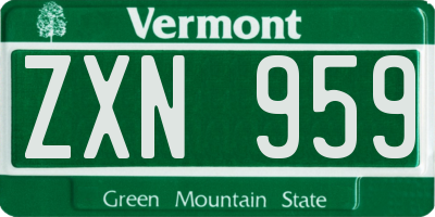 VT license plate ZXN959