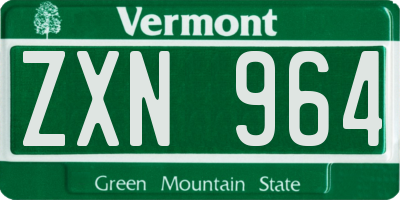 VT license plate ZXN964