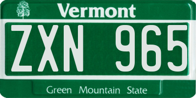 VT license plate ZXN965