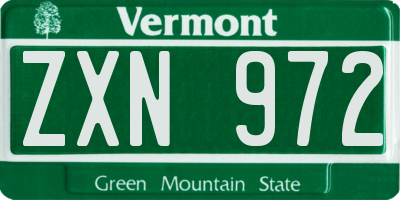 VT license plate ZXN972