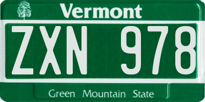 VT license plate ZXN978