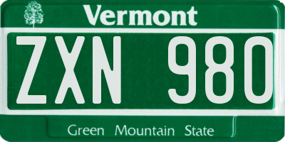 VT license plate ZXN980