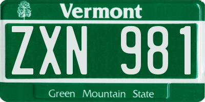 VT license plate ZXN981