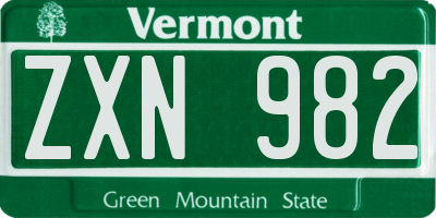 VT license plate ZXN982