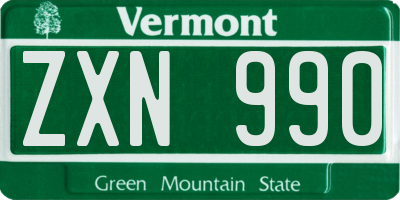 VT license plate ZXN990