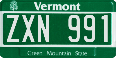 VT license plate ZXN991