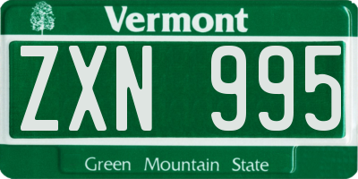 VT license plate ZXN995