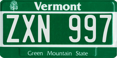 VT license plate ZXN997