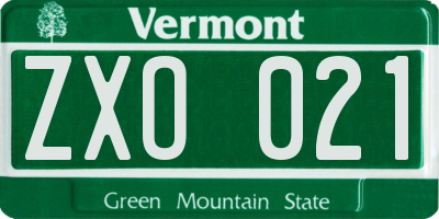 VT license plate ZXO021