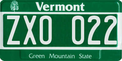 VT license plate ZXO022