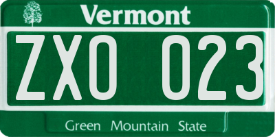 VT license plate ZXO023