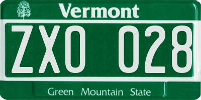 VT license plate ZXO028
