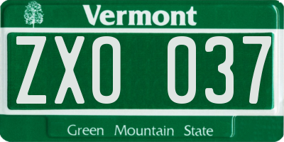VT license plate ZXO037