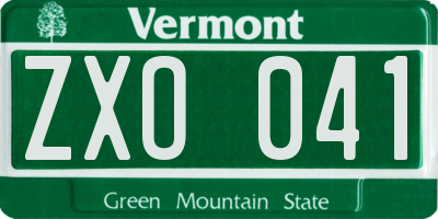 VT license plate ZXO041