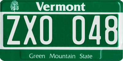 VT license plate ZXO048