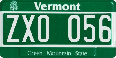 VT license plate ZXO056