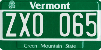 VT license plate ZXO065