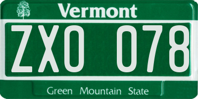 VT license plate ZXO078