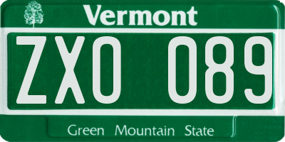 VT license plate ZXO089