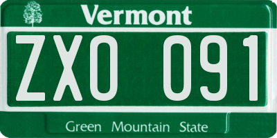 VT license plate ZXO091