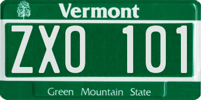 VT license plate ZXO101