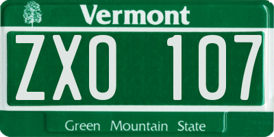 VT license plate ZXO107