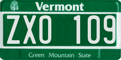 VT license plate ZXO109