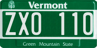 VT license plate ZXO110