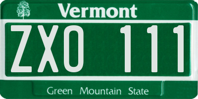 VT license plate ZXO111
