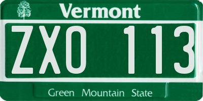 VT license plate ZXO113