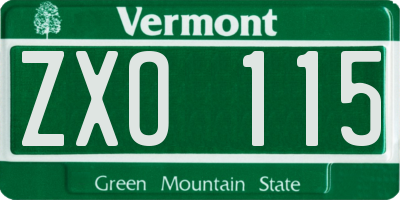 VT license plate ZXO115