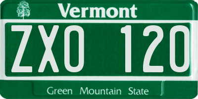 VT license plate ZXO120